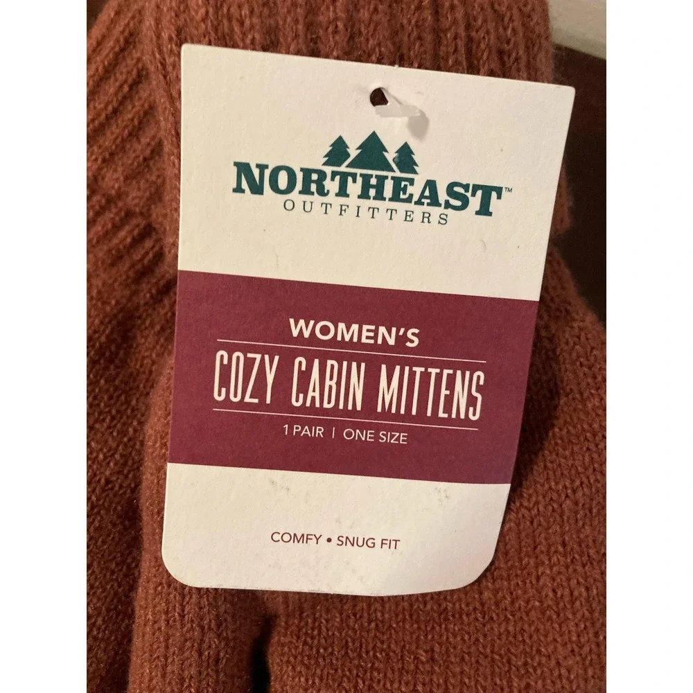 Northeast Outfitters Mittens‎ NWT Women's O/S Cozy Cabin Comfy Fuzzy Lining Rust